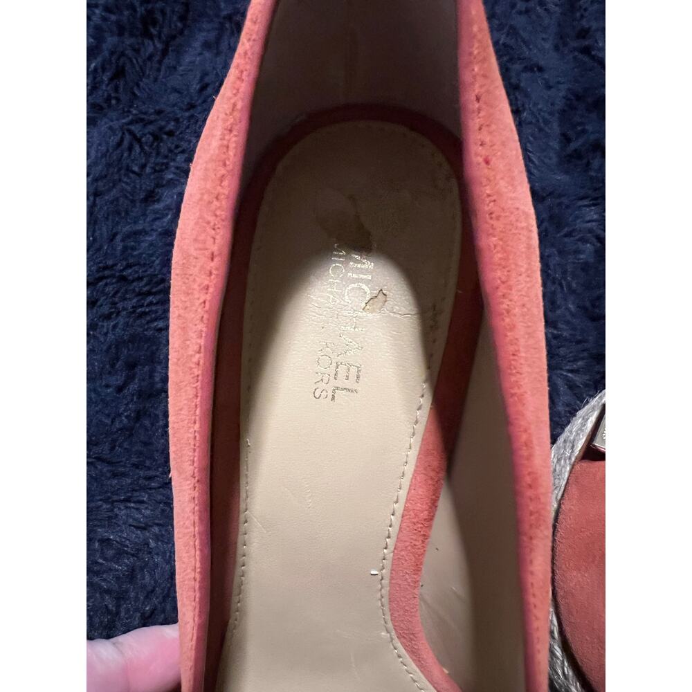 Michael Kors Coral Suede Wedge Espadrilles 6.5 Peep Toe Bow NWT - Picture 9 of 9